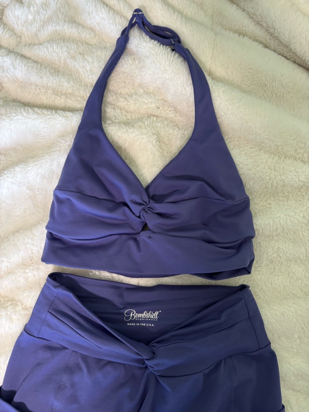 Bombshell Sportswear Deep Purple Athletic Work Out Set Sports Bra & Leggings - Picture 4 of 9